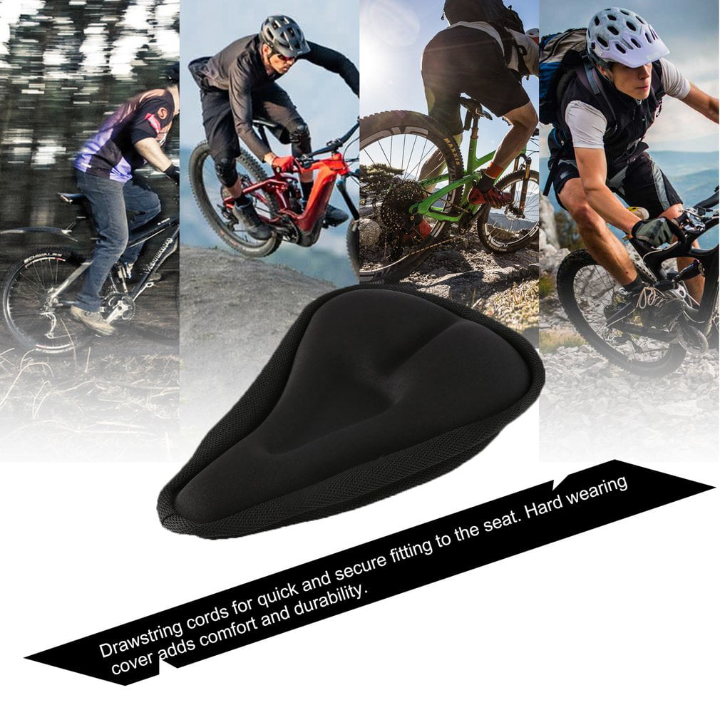Black Durable Men 3D Bike Bicycle Cycle Extra Comfort Gel Pad Cushion Cover Front Seat Mat Saddle Seat for Outdoor Sports 