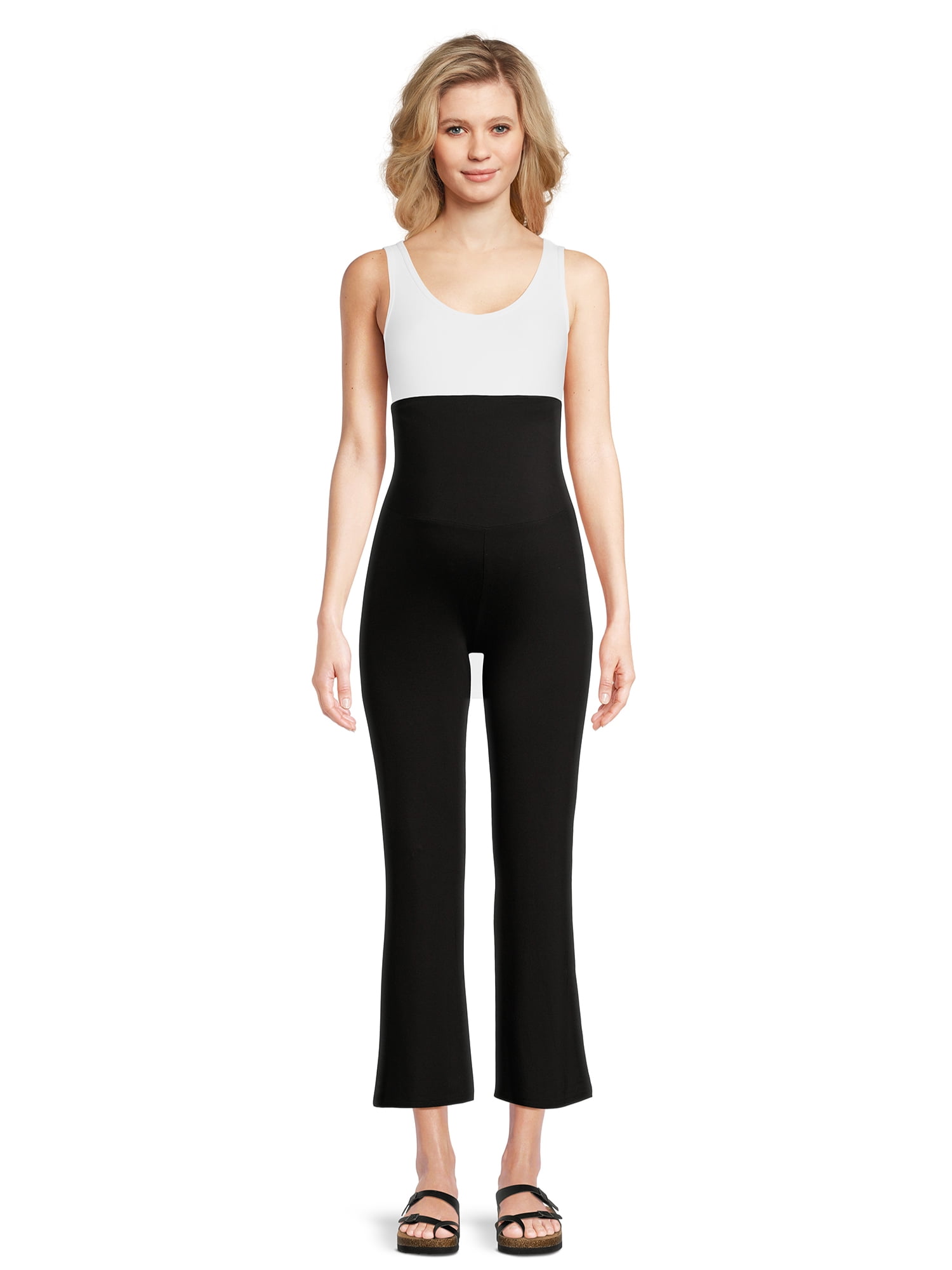 Time and Tru Women's Maternity Essential Knit Flare Pants, Sizes S-XXL