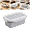 thumbnail image 2 of Clearance Under $4, 1 Pack Collapsible Silicone Food Storage Container, 550ml Reusable Lunch Box with Lid, Microwave and Freezer Safe Bowl for Meal Prep and Travel(Grey), 2 of 6