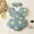 thumbnail image 3 of LAPAKIDS Newborn Infant Baby Girl Summer Clothes 9-12 Months Sleeveless Ruffle Romper Headband 2PCS Outfits, 3 of 7