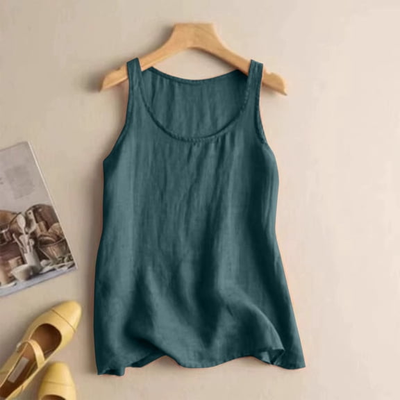 Tittly Spring Tops for Women Tank Top for Women Womens Workout O Neck Sleeveless Breathable Tank Casual Tops Shirt Sleeveless Top Vest for Women Green L