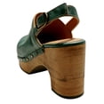 thumbnail image 3 of FSJ Women Slingback Clogs Wooden Block Heel Closed Round Toe Platform Studded Mules Buckle Strap Vintage Dress Slide Sandals Size 11 Green, 3 of 4