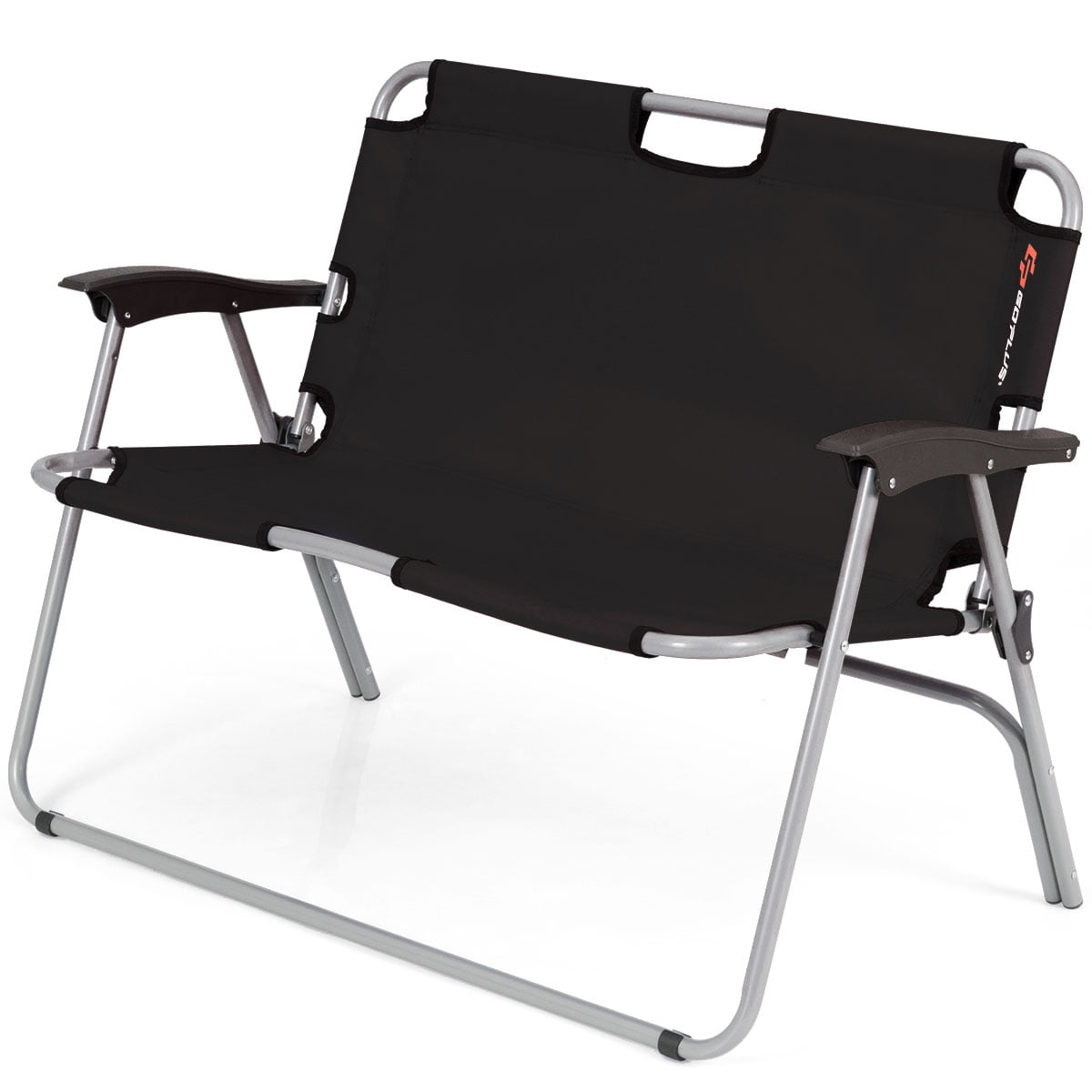 Topbuy 2 Person Camping Folding Chair Loveseat Bench Portable Outdoor Black
