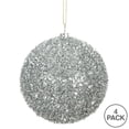 thumbnail image 3 of Vickerman 4" Silver Tinsel Ball Ornament, 4 per Bag, 3 of 3
