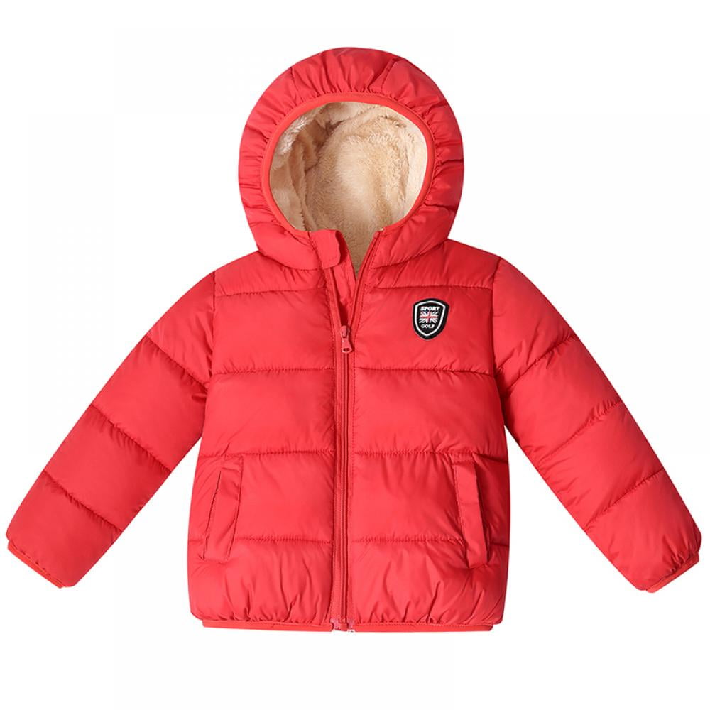 Happy Cherry Toddler Hoodie Down Jacket Printed Puffer Coat Padded Winter Warm Snow Coat
