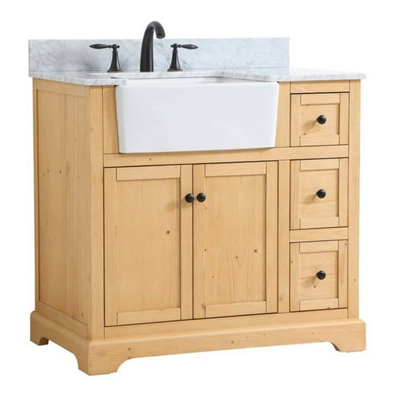 Elegant Decor Franklin 36" Single Bathroom Vanity with Backsplash - Natural Wood
