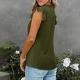 thumbnail image 4 of Sevevn Fashion Women's Casual Short Sleeve Solid Fold Round Neck Button Ladies Top Blouse Army Green S Holiday Gift Finder, 4 of 7