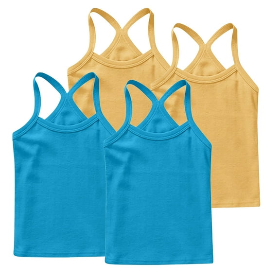 zbxnLI 4 Pack Toddler Girls Tank Tops Racerback Tanks Dance Sleeveless Shirts Ribbed Basic Undershirts