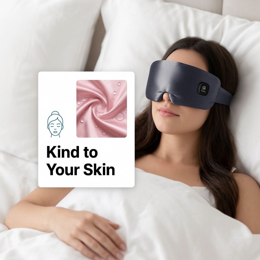FACEMOON Cordless Silk Heated Eye Mask for Dry Eyes Comfort Rechargeable Moist Heat Warm Compress Washable Travel Gray