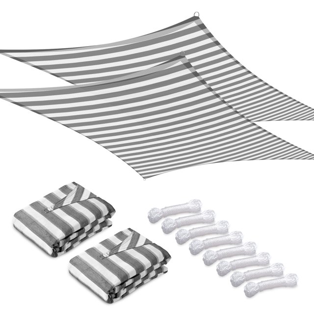 LAGarden 2 Pack 12x8 Ft 97% UV Block Rectangle HDPE Sun Shade Sail Canopy Lawn Garden LAGarden Modern