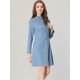 thumbnail image 4 of Allegra K Vestido De Trabajo De Oficina Para Mujer, Elegante, Con Volantes, Cuello Simulado, Vestido Camisero De Un Solo Pecho Azul polvoriento S, 4 of 6