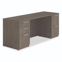 Alera ALESVDPC7224WA Credenza Double Pedestal - Walnut