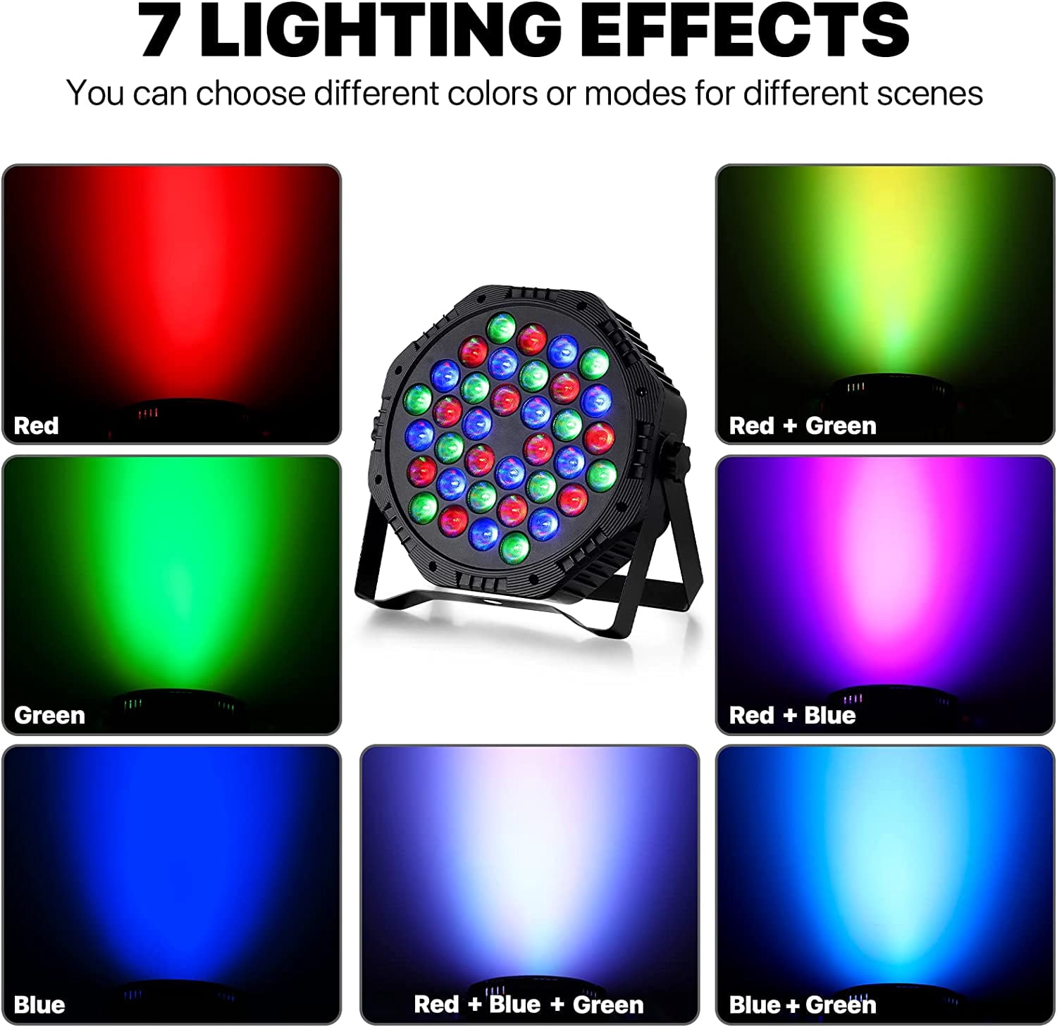 Stage Lights, 36 LED Party Par Lights with Sound Activated Remote and DMX Control, Multiple RGB Lighting Effects DJ Lights for Christmas,Wedding, Disco, Dance Party, Club （2 Packs）