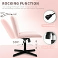 thumbnail image 6 of CQAOE Criss Cross Desk Chair, Armless Wide Seat Fabric Vanity Chair, Rocking Mid Back Ergonomic Task Chair for Home Office Bedroom Small Spaces, No Wheels (Pink), 6 of 8