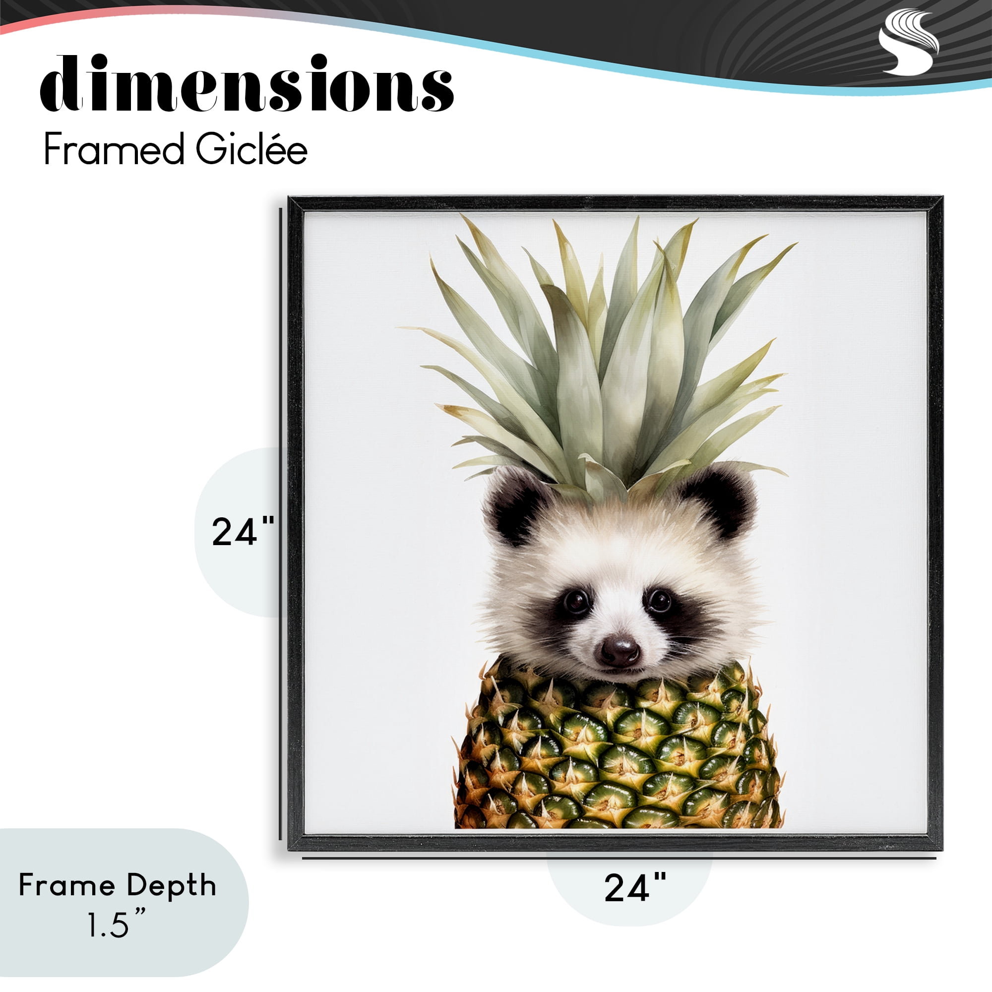 Stupell Industries Pineapple Panda Cub Black Framed Giclee Art, design by Lazar Studio