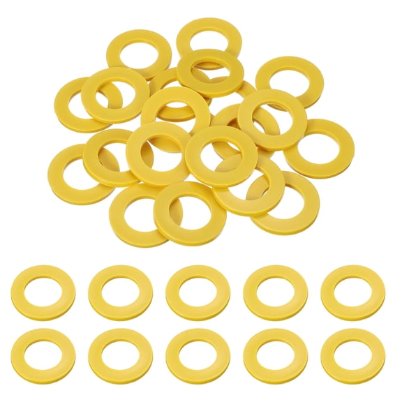 20 Pcs Nylon Flat Washers 20mm ID 36mm OD 3mm Thick Plain Washer Grommets Plastic Sheet Gasket Fastener Sealing Spacer Gasket Ring, Yellow