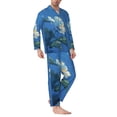 thumbnail image 2 of Lsque Hibiscus Flowers Calm Water Pattern Long Sleeve Pajama Set for Men - Soft 2-Piece Sleepwear and Loungewear Set with Pockets, Comfy Nightwear-Medium, 2 of 7