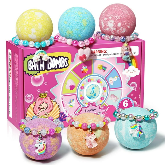 Set de bombas de baño con unicornio y pulsera para niñas de 3 a 8 años
