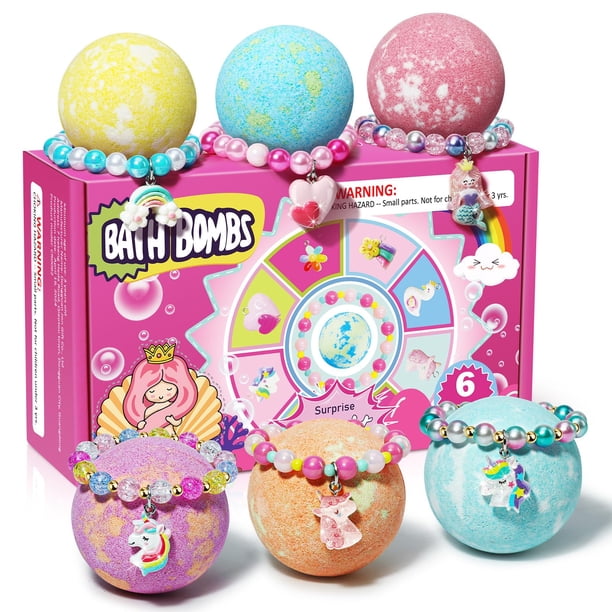 Set de bombas de baño con unicornio y pulsera para niñas de 3 a 8 años