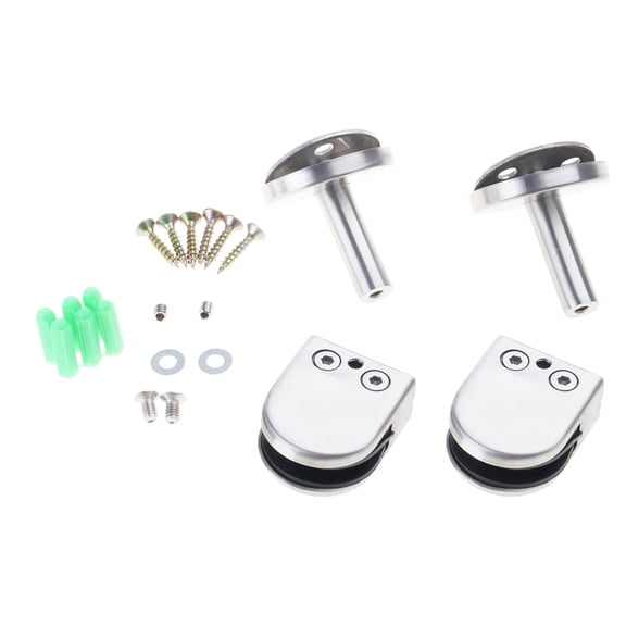 Stainless Steel Glass Panel Retention Clip 2 Pack U Shaped Brackets for Frameless Railings Pool Deck Mounting Thickness