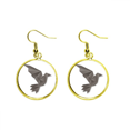 thumbnail image 1 of geometric crow origa pattern ear dangle en drop earring jewelry woman, 1 of 3