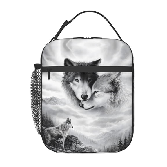 Gray Wolf Lunch boxs Portable Thermal Lunch Bags