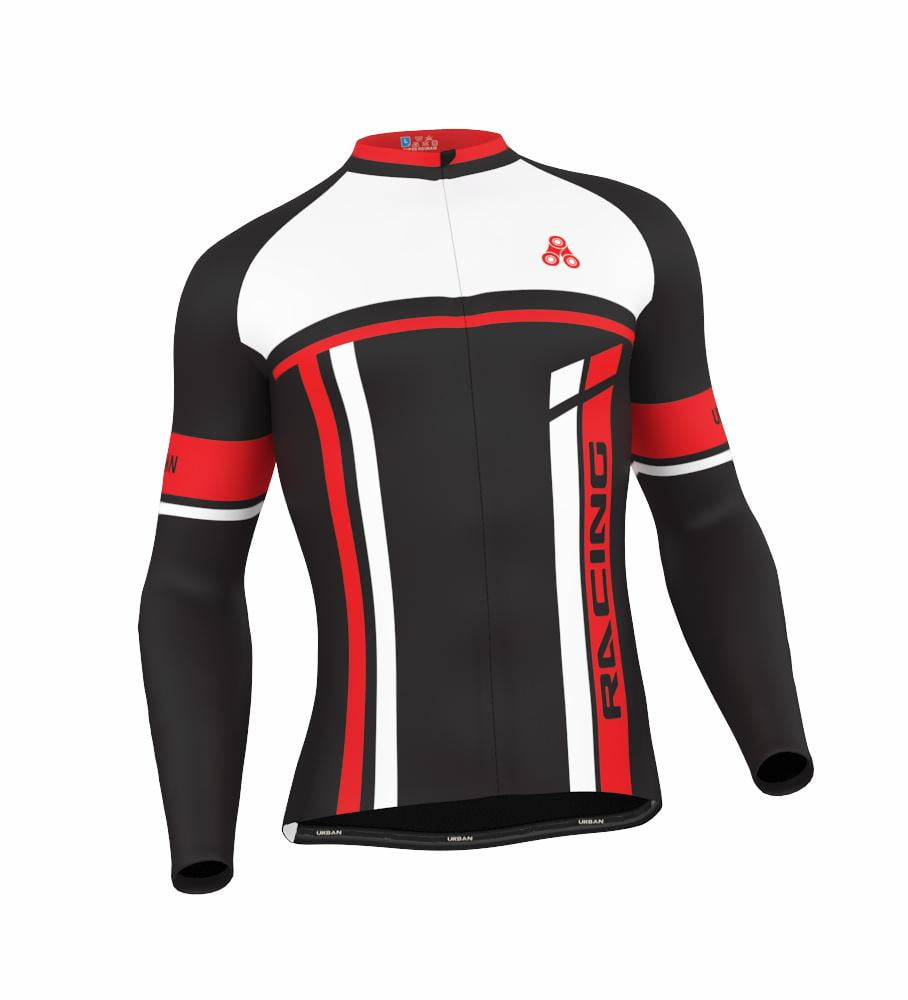 Mens Cycling Winter Jersey Long Sleeve Thermal Super Roubaix Bike Jacket Top Red 