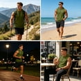 thumbnail image 7 of Men's Sleeveless Hoodie Casual Vintage Washed Muscle Tank Top Workout Gym Loose Fit Drawstring Hooded Shirt Summer Tops,XXL,Army Green, 7 of 7