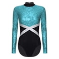 thumbnail image 2 of Hansber Women Rhythmic Gymnastic Leotard Sequin Figure Bodysuit Cutout Back Ballerina Dance Outfits Sky Blue M, 2 of 6