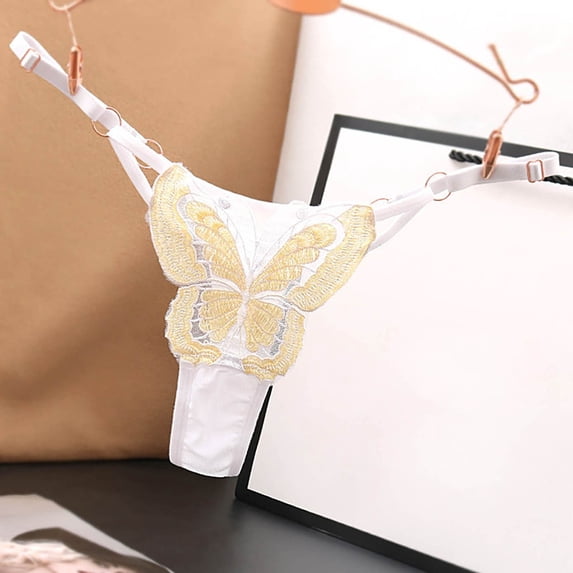 HUPOM High Waisted Underwear For Women Tummy Control Panties For Girls Thong Leisure Tie Drop Waist White One Size