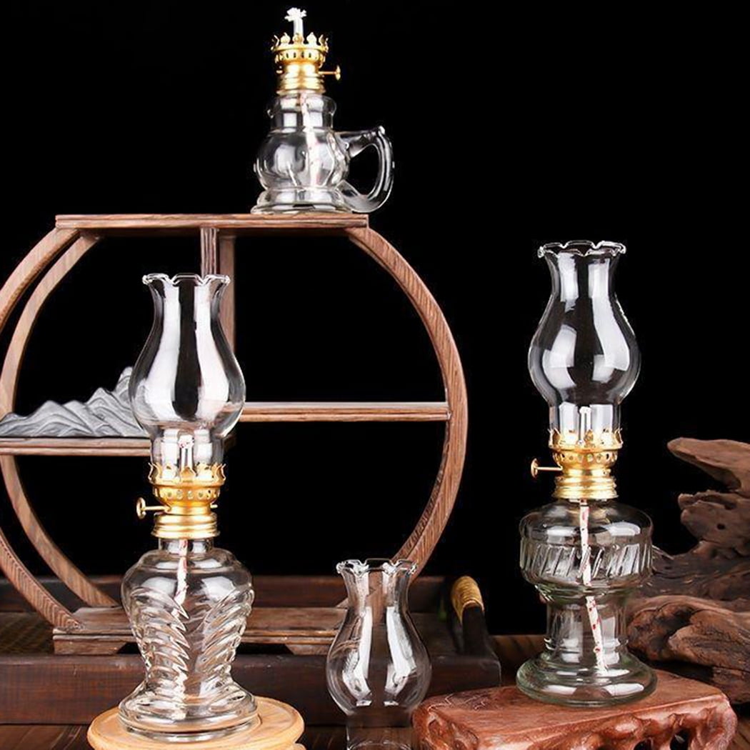 2PCS Glass Oil Lamps for Indoor Use Vintage Kerosene Lamp Oil Lantern Kerosene Lantern with 2 Wicks