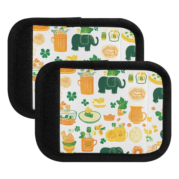 Luggage Handle Wrap for Suitcase 2 Pack Luggage Tag Identifiers for Travel Accessories Elephant Food Leaves