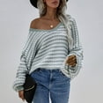 thumbnail image 3 of Vedolay Sweater Womens Lightweight Long Sleeve Crew Neck Striped Casual Knitted Pullover Tops,A S, 3 of 5