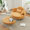 thumbnail image 6 of Small sofa with Ottoman,Corduroy Upholstered Accent Chair with Half Moon Storage Ottoman for Living Room,Bedroom,Yellow, 6 of 7