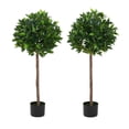 thumbnail image 3 of Christopher Knight Home 49" Artificial Topiary Bay Tree in Black Plastic Pot, Pre-Potted Faux Plants for Home Decor, Set of 2, 3 of 10