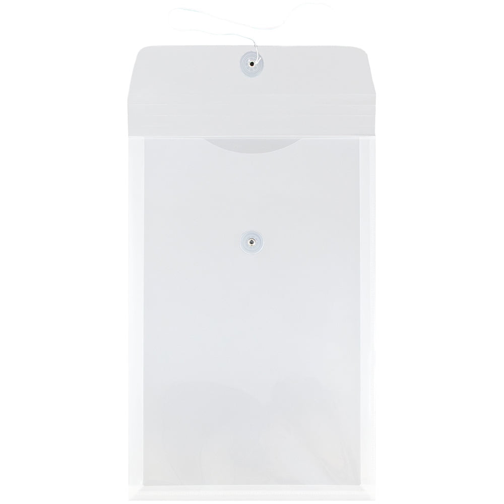 JAM Plastic Envelopes with Button & String Tie Closure, Legal Open End
