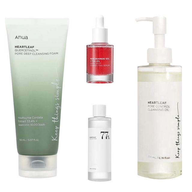 4% Vitamina Amida + Espuma Limpiadora de Poros + Aceite Limpiador Control + 77% Tónico + 70% Loción Hidratante - Set Completo para el Cuidado de la Piel - Para Todo Tipo de Piel