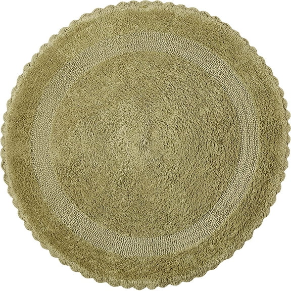 Saffron Fabs 36 Inch Round 100% Cotton Sage Green Crochet Lace Border Bath Rug