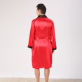 thumbnail image 5 of JTieacloth Men's Nightgown Male Robe Satin Bathrobe With Shorts Set Pajamas Silky Kimono Robe Red, 5 of 6