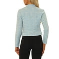 thumbnail image 3 of BLAZER DE TWEED CHIC PARA MUJERES CON CUELLO ALTO, CORTO Y ABIERTO, TAMAÑO S, AZUL CLARO, 3 of 6