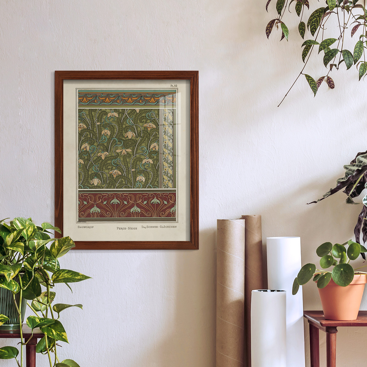 Nouveau Decorative VI - Framed Print w/glass - Chestnut