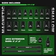 thumbnail image 2 of 19-Piece 1/4" Drive Shallow Magnetic Impact Socket Set, Metric, 4mm-15mm, 6 Point, CR-MO, Magnetic Socket with Impact Socket Adapter, Universal Joint & Extension, 2 of 9