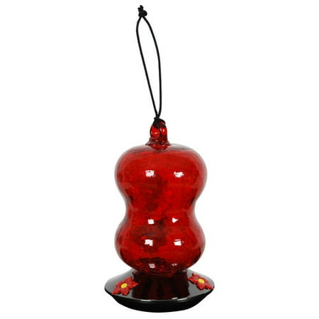 Wild Bird Red Crackle Glass