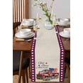 thumbnail image 2 of 4th of July Burlap Cotton Table Runner 13x108 Inches Long, Independence Day Truck Red Blue Floral Farmhouse Table Runners, Outdoor Dining Tablecloths Decor for Baby Shower/Party/Wedding, 2 of 6