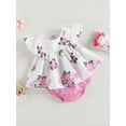 thumbnail image 4 of Musuos Baby Girls Summer Outfit Sets 3M 6M 9M 12M 2YShort Sleeve O Neck Floral A-Line Hem Tops + Solid Color PP Shorts, 4 of 10