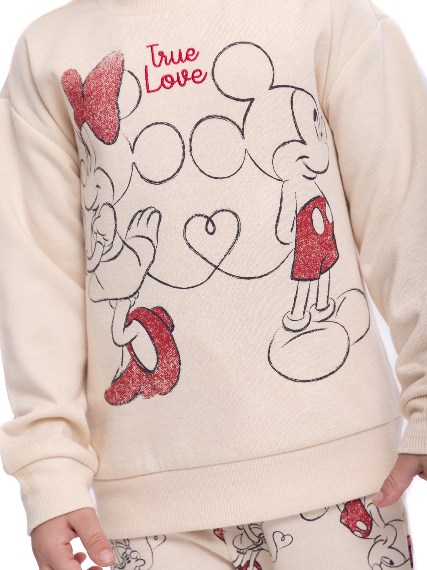 Disney Toddler Mickey and Minnie Sweethearts Valentine’s Day Crewneck Sweatshirt and Joggers Set, 2-Piece Set, Sizes 12M-5T