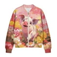 thumbnail image 4 of DISNIMO Pig Flower Printed Jackets for Women Zip Up Sweatshirts Long Sleeve Outwear Fall Winter Outfits, L, 4 of 7