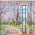 thumbnail image 2 of Coolnut Walkway Under The Sakura Tree Sheer Gauze Door Curtain Window Curtain Drapes for Living Room Kids Bedroom Window Treatment Decor W55 x L84 In 2 Panels, 2 of 4