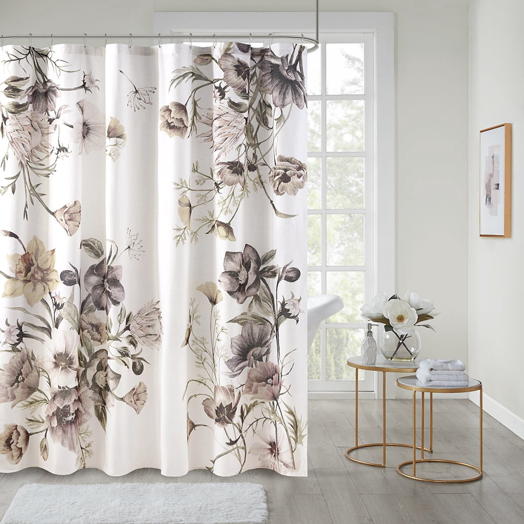 MAYEERTY Printed Cotton Shower Curtain, 72" x 72", Machine-Washable, Blush