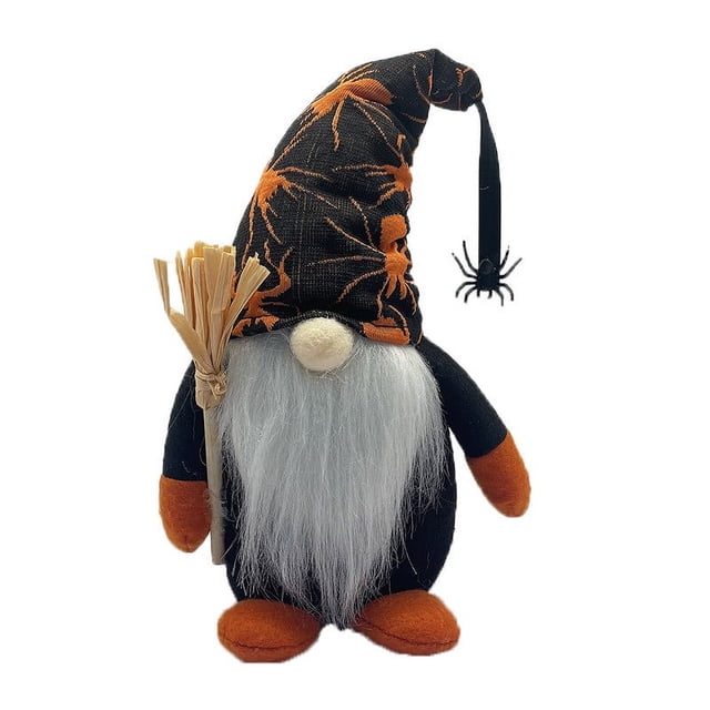 Fiudx Gnomos de Halloween, Adorable Diseño de Araña, Diseño de Anciano Sin Rostro, Decoración para Ventanas, Decoración Festiva, Regalo de Halloween, Tela Suave, Tamaño 23 X 15 X 10 Cm